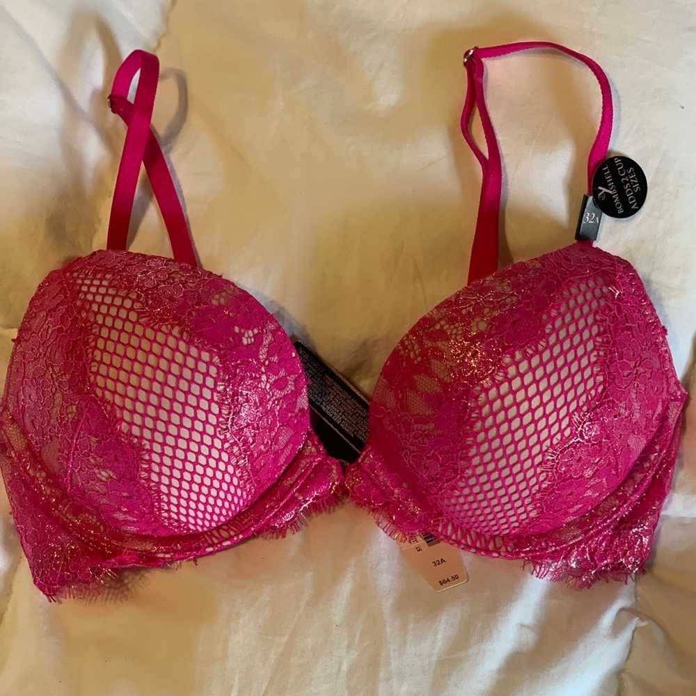 Pink Victoria’s Secret add 2 cup sizes push up bra